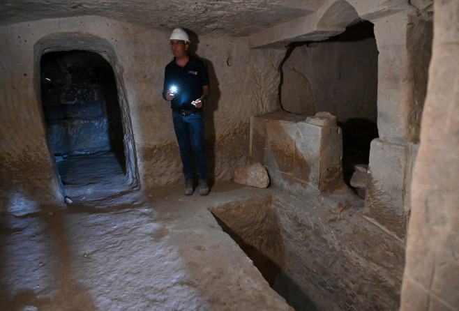 Archeologist Saar Ganor Stands Inside The Salome Burial Cave