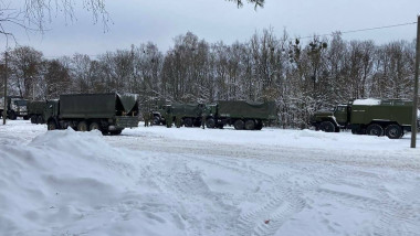 Trupe rusești în regiunea Gomel din Belarus.