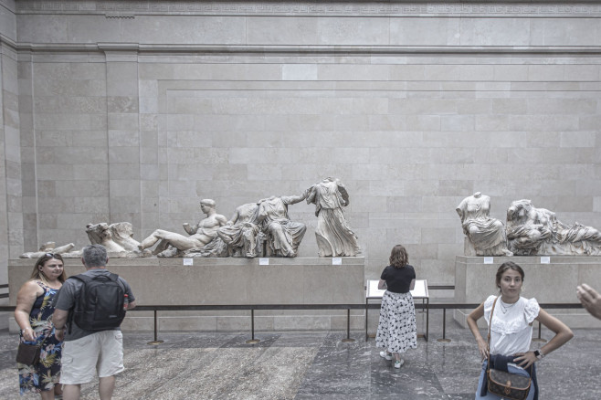 Visitors In The Parthenon Marbles Room In The British Museum, London, United Kingdom - 05 Jan 2023