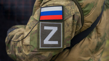 Russian flag and the letter Z. on uniform