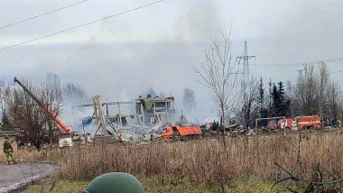 Destroyed building of a vocational school turned army barracks in Makiivka, DPR, hit by Ukrainian army on the New Year's night