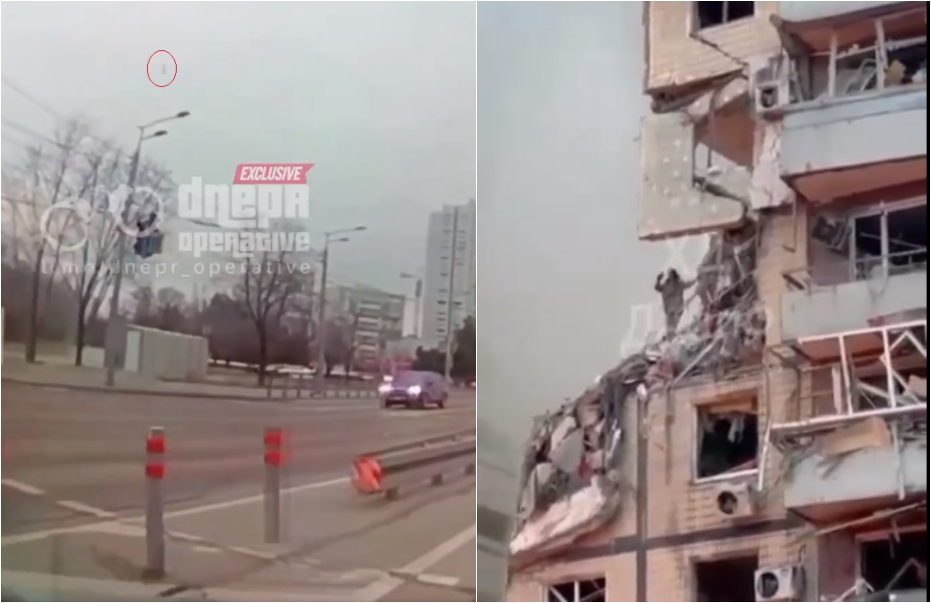 Momentul în care racheta rusească lovește blocul din Dnipro. Imagini dramatice cu o femeie care a supraviețuit miraculos