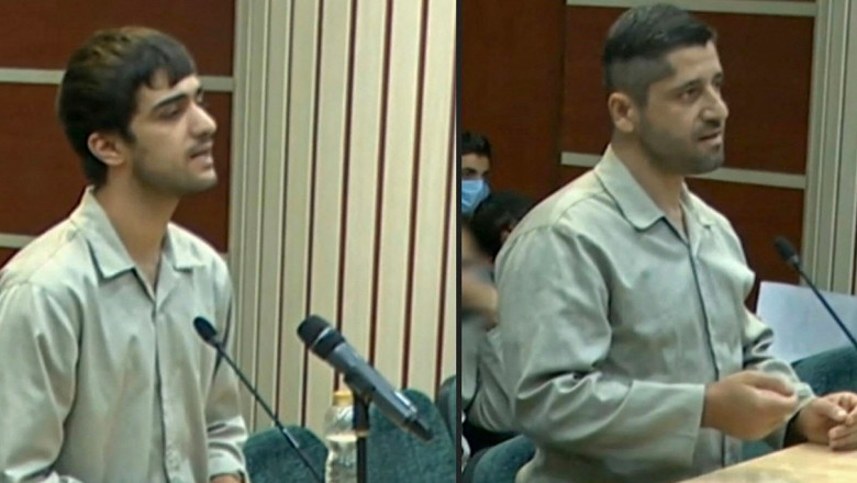 Mohammad Mehdi Karami şi Seyed Mohammad Hosseini în sala de judecată