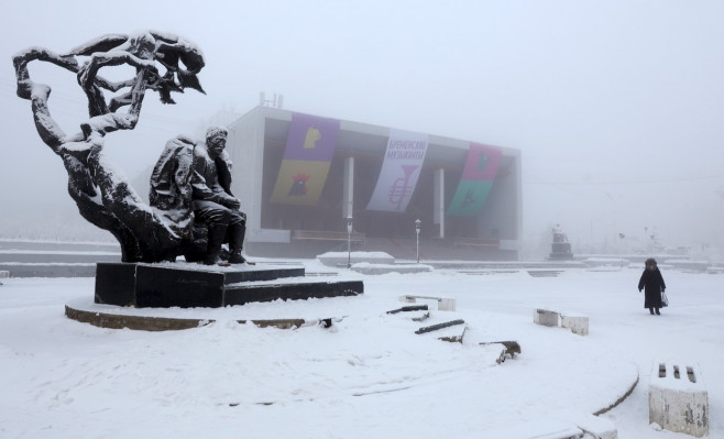 Freezing weather in Yakutsk, Russia