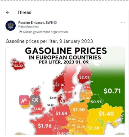 Greșeală sau sfidare? Ambasada Rusiei din Suedia a publicat o hartă care arată Crimeea și Donbas ca părți ale Ucrainei