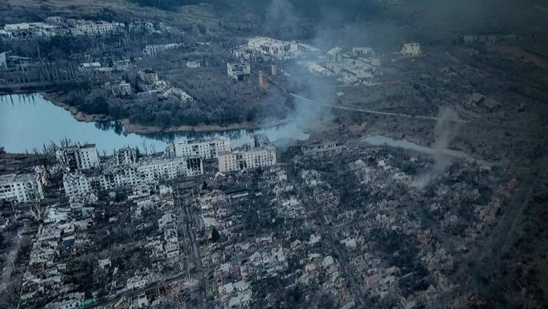 orasul bahmut, ruine vazute de sus, dupa luptele dintre rusi si ucraineni