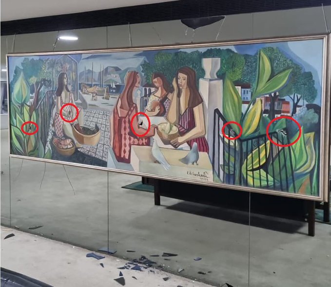 Extremiștii lui Bolsonaro au distrus iremediabil opere de artă unice în lume. Tablou de 1,5 milioane de dolari, găurit de șapte ori