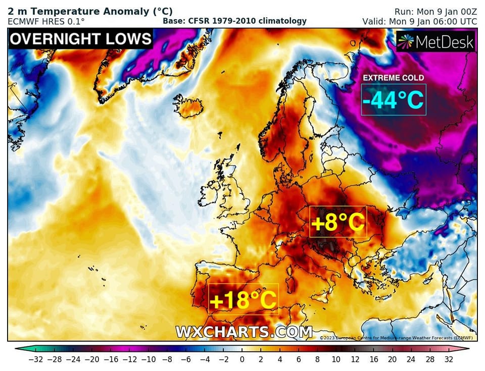 HARTA extremelor meteo. Diferențe de temperatură de 60 de grade între Rusia și vestul Europei
