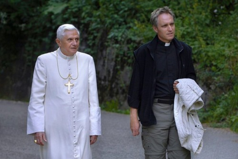Vatican City State, Vatikanstadt. 07th Jan, 2023. Monsignor Georg Gaenswein. photo: Pope Benedict XVI walk on the banks of a river of mountain while recitation of the Rosary, of private vacations in the Dolomite. Pope Benedict XVI looks at the' centre Cad