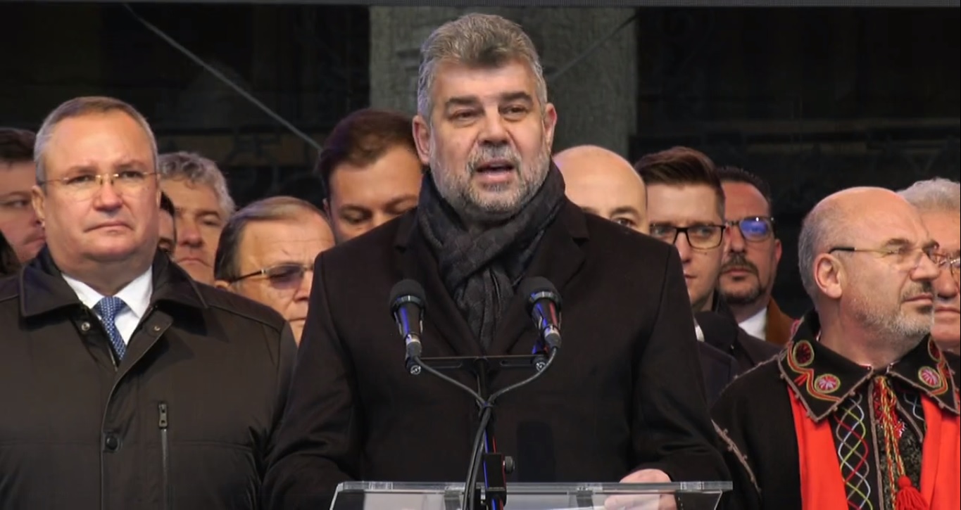 Ciucă și Ciolacu, huiduiți la Iași, unde AUR a organizat un protest. Ciolacu: „Eu chiar vă iubesc”