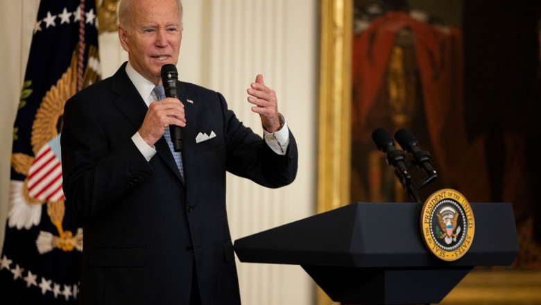 Preşedintele SUA, Joe Biden, susţine un discurs.