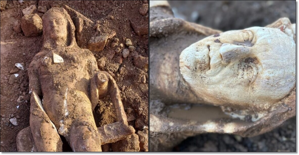 Statuia lui Hercule, în mărime naturală, descoperită în sistemul de canalizare din Roma
