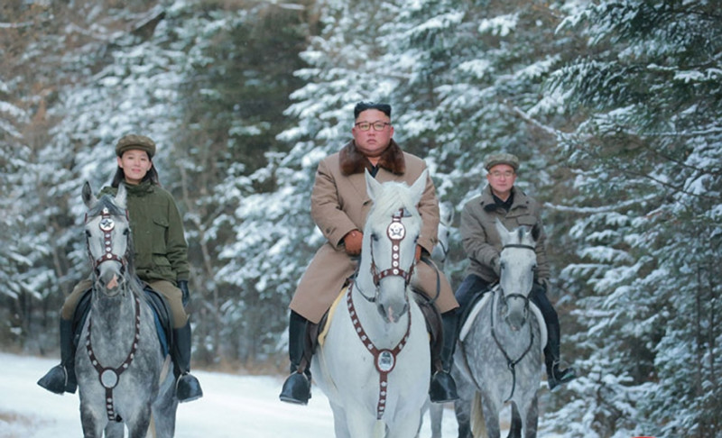 Kim Jong Un Rides White Horse Up Sacred Mountain
