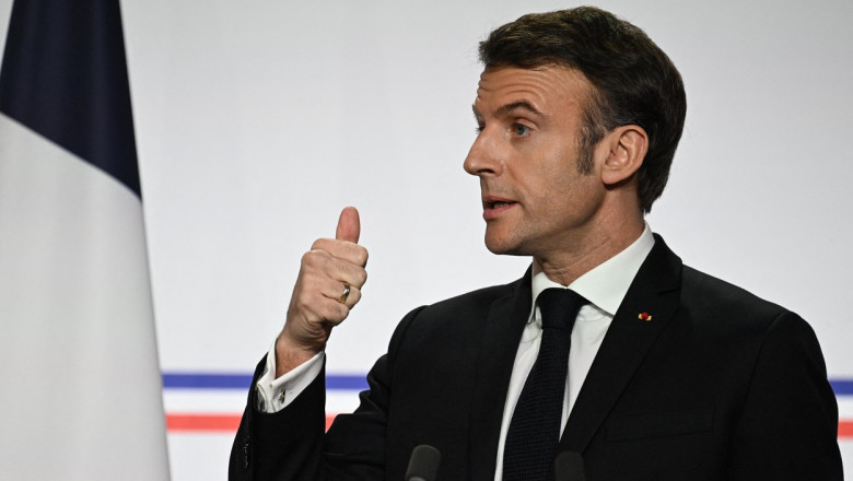 Emmanuel Macron, preşedintele Franţei, vorbeşte în cadrul unei conferinţe de presă.