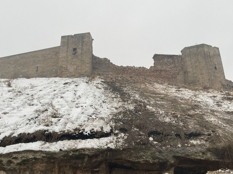 Historical Gaziantep Castle damaged in the 7.4 earthquake in Turkiye