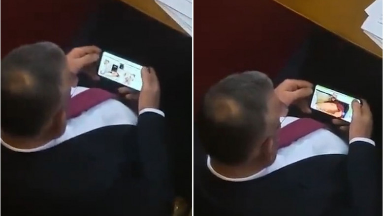 O înregistrare video din timpul dezbaterii îl arată pe Zvonimir Stevici urmărind o serie de clipuri pornografice