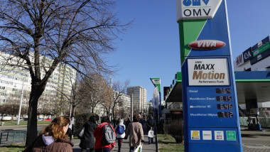 Detalii dintr-o benzinărie OMV din București, miercuri 18 ianuarie 2023.