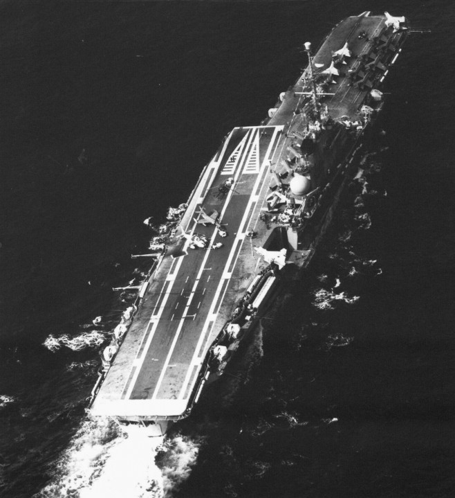 French carrier Foch (R99) aerial view aft 1982
