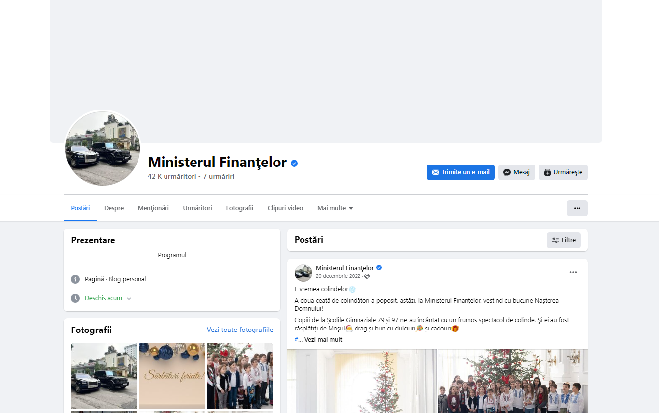 Pagina de Facebook a Ministerului Finanțelor a fost spartă