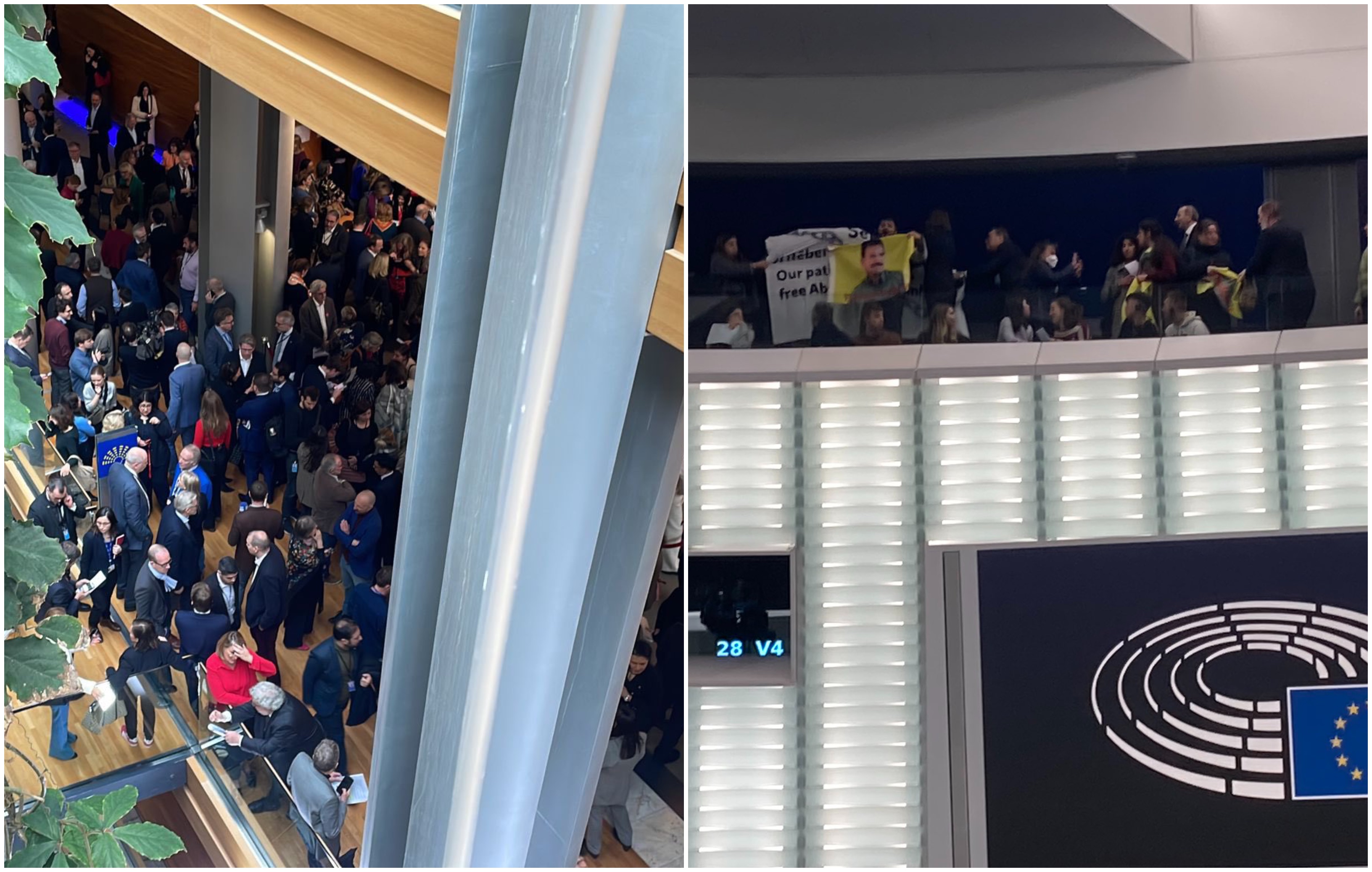 Alertă de securitate la Parlamentul European. Un grup de kurzi a intrat în sala de plen și eurodeputații au fost evacuați