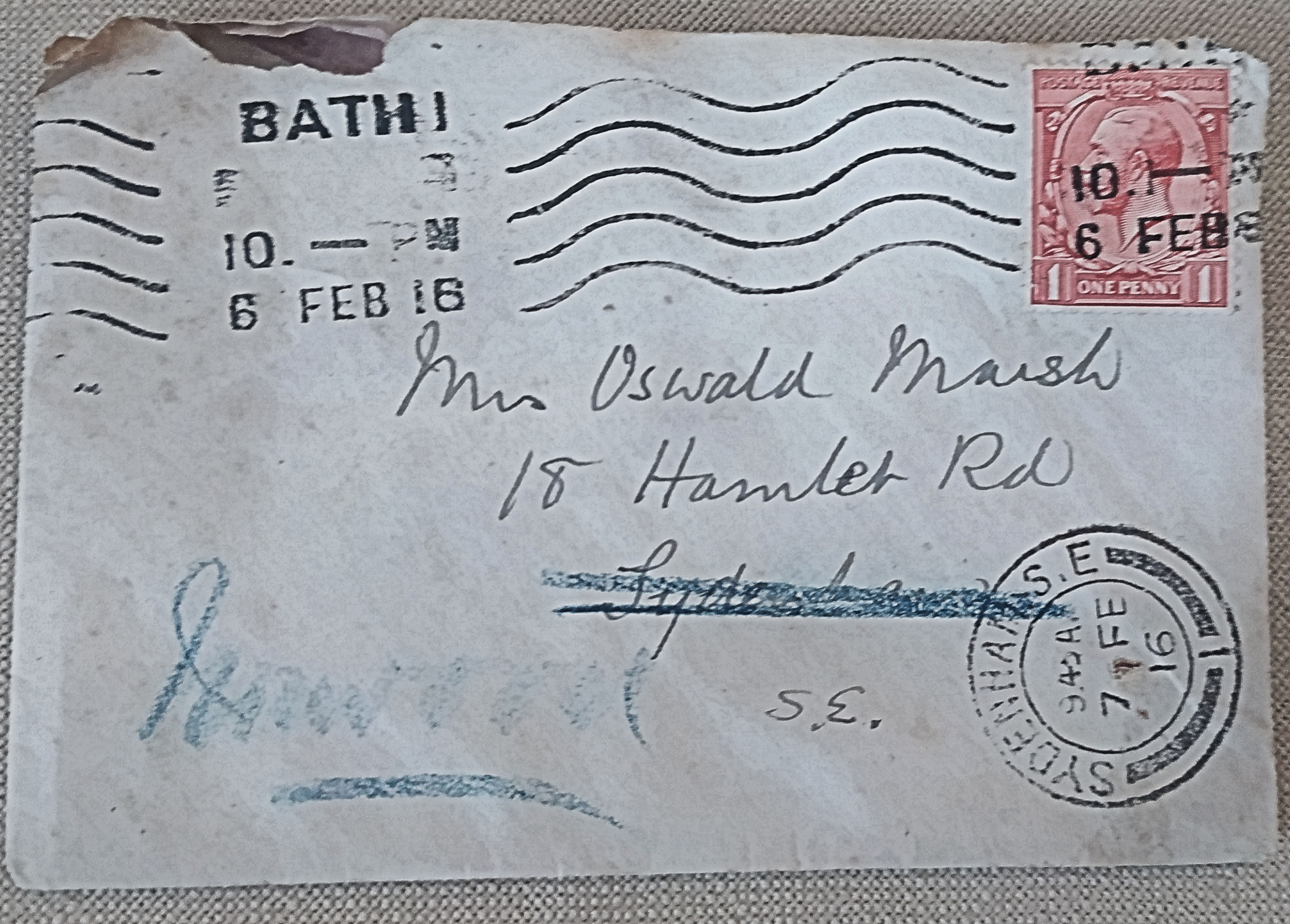 O scrisoare trimisă în 1916 a ajuns, într-un final, la destinație