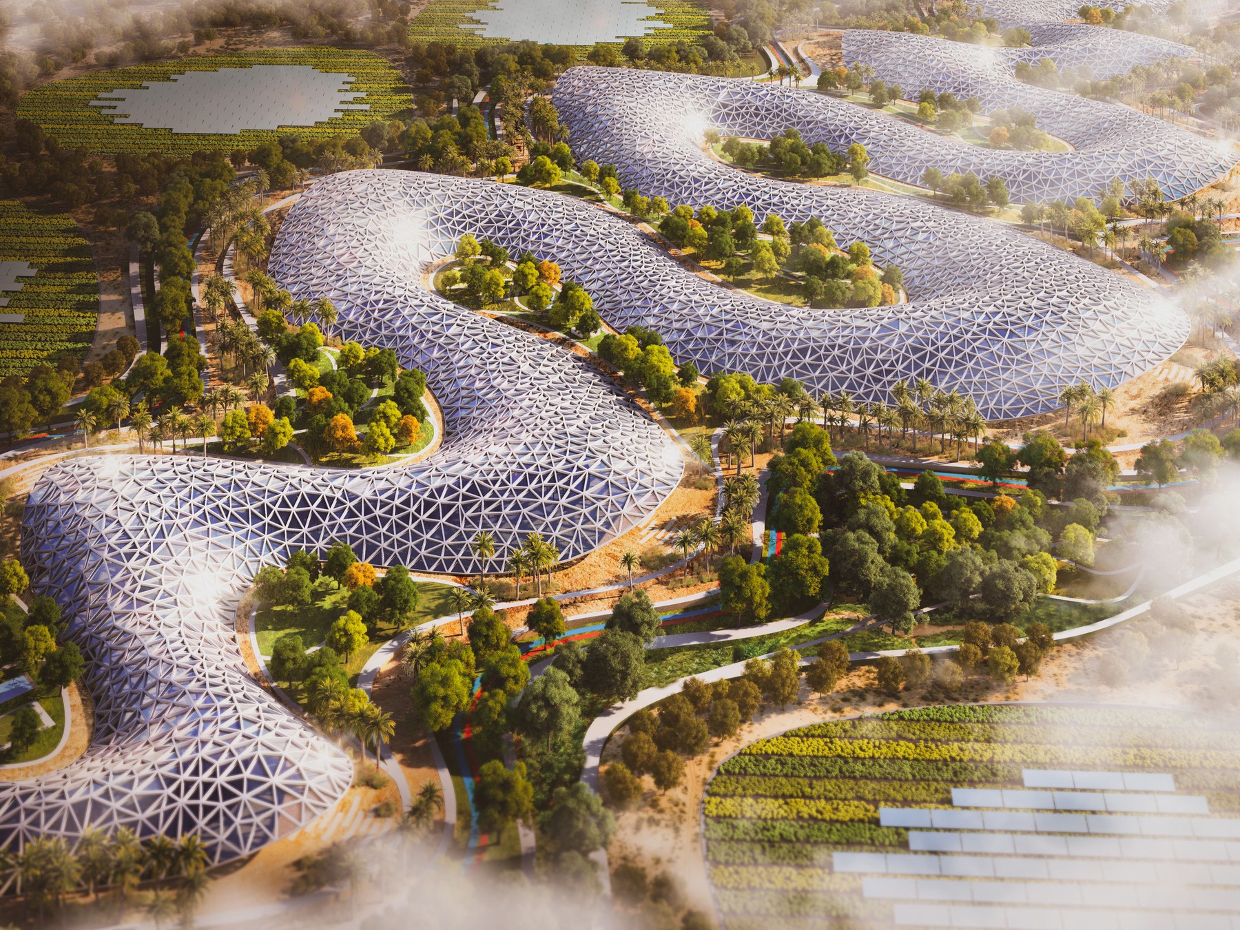 GALERIE FOTO Dubaiul vrea să construiască cea mai „verde autostradă” pe 93 de km și un centru imens de agroturism, în deșert