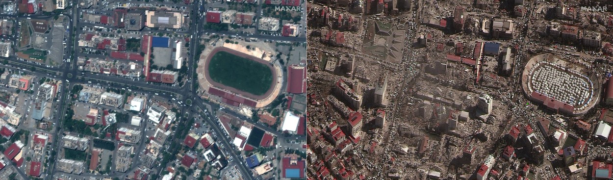Aproape 22.000 de morți în Siria și Turcia, oamenii sapă tranșee ca să-și îngroape rudele. Noi imagini din satelit ale dezastrului