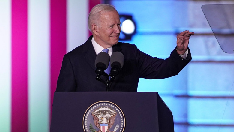 Joe Biden, preşedintele SUA, susţine un discurs în Polonia, pe 26 martie 2022.
