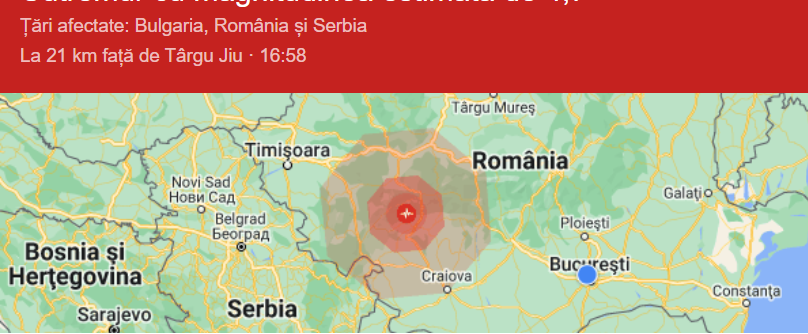 Cutremur cu magnitudinea de 5,2 în România, luni după-amiază. O replică de 3.0 s-a produs după 20 de minute