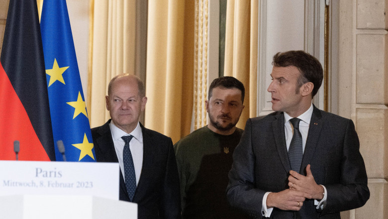 Zelensky, Macron And Scholz Press Conference - Paris, France - 08 Feb 2023