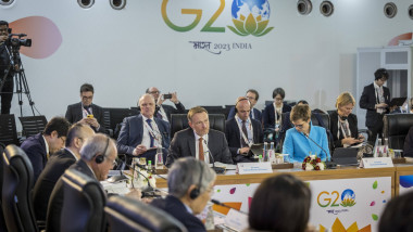 Christian Lindner (FDP), Bundesminister der Finanzen, bei einer Sitzung der G7 Finanzminister und Notenbankgouverneure i