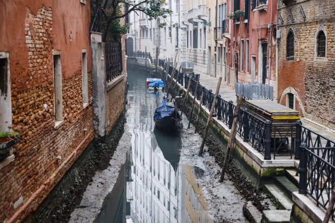 Dry Canals For Low Tide In Venice, Italy - 16 Feb 2023