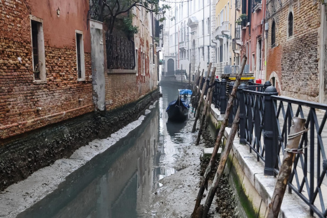 Dry Canals For Low Tide In Venice, Italy - 16 Feb 2023