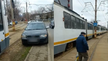 Coadă de tramvaie în București