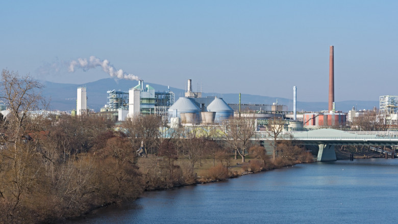 Production facilities of an industrial area in the west of Frankfurt am Main, Germany