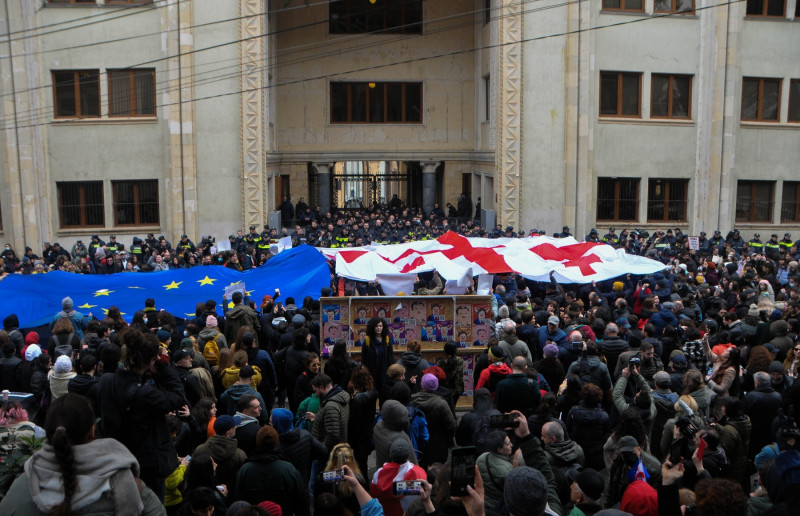 Protests as parliament enforces new law, Tbilisi - 06 Mar 2023