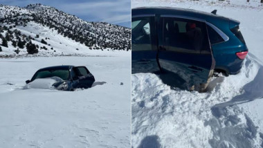 mașină blocată în zăpadă în California