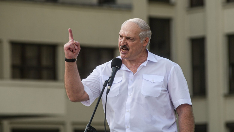 Alexandr Lukaşenko, preşedintele Belarusului, susţine un discurs la Minsk, pe 16 august 2020.