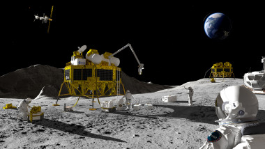 O reprezentare artistică a unei misiuni umane pe Lună.