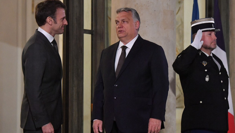 Președintele Franței, Emmanuel Macron l-a primit la Paris pe premierul Ungariei Viktor Orban pe 13 martie 2023.