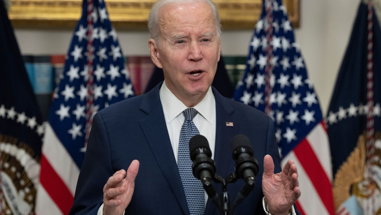 Joe Biden, preşedintele SUA, face declaraţii la Casa Albă, pe 13 martie 2023.