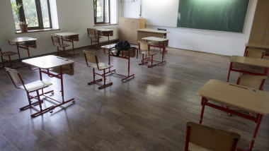O sală de clasă din liceul Mihai Viteazu pe 3 iunie 2020.