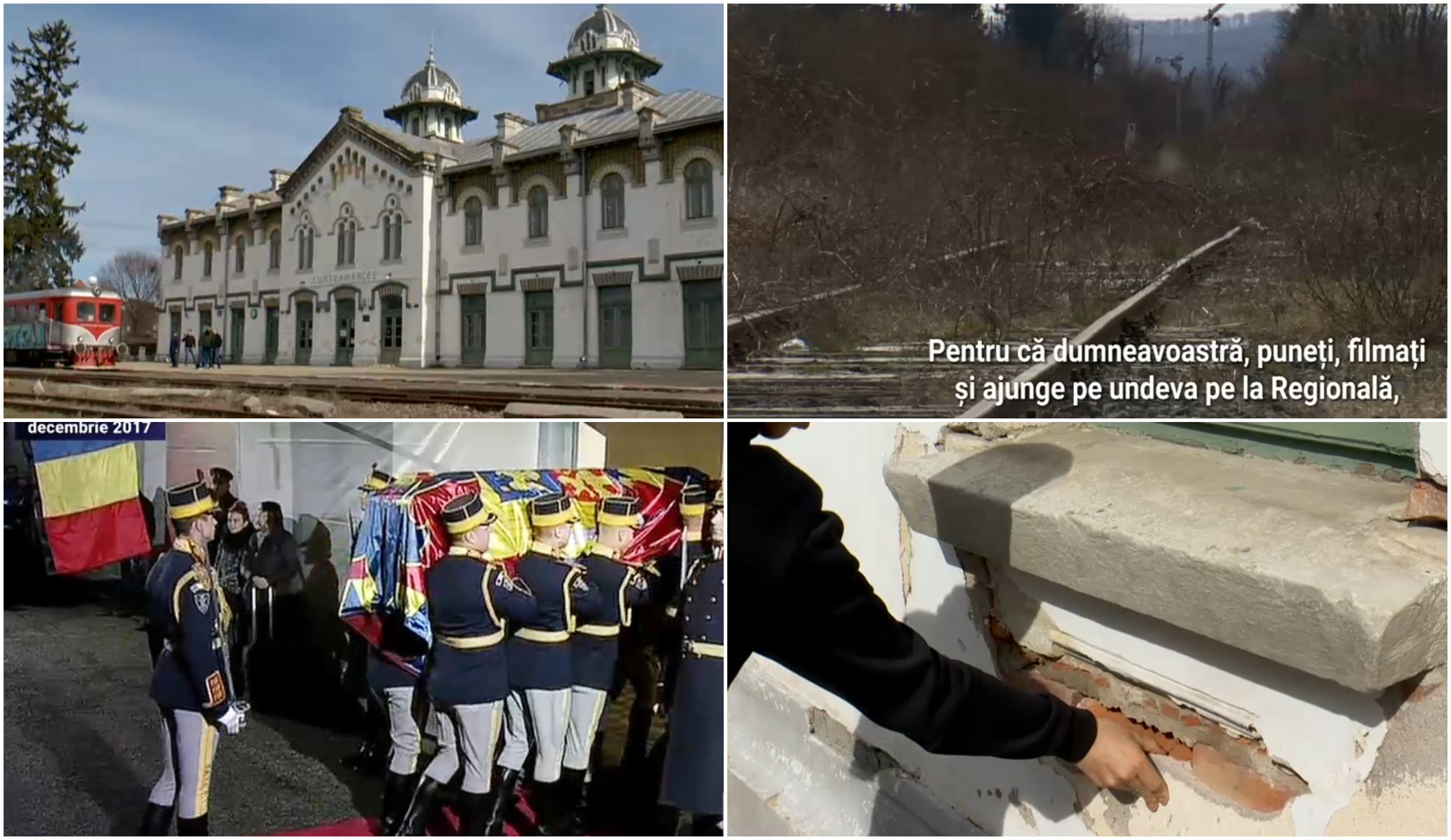 Gara Regală din Curtea de Argeș, în paragină. Echipa Digi24 a fost amenințată pentru că filma calea ferată acoperită de bălării