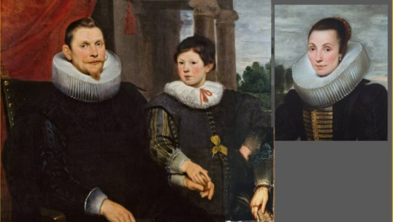Două părţi ale unui tablou flamand din secolul al XVII-lea înfăţişând o familie au fost reunite de un muzeu danez. F