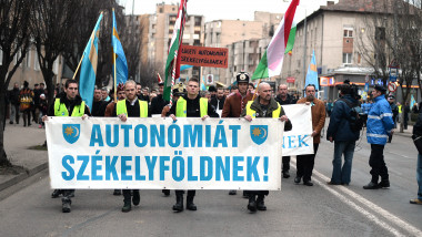 Miting si mars cu ocazia Zilei Libertatii Secuilor, in timpul carora a fost ceruta autonomia teritoriala a Tinutului Secuiesc, in Targu Mures, sambata, 10 martie 2018.