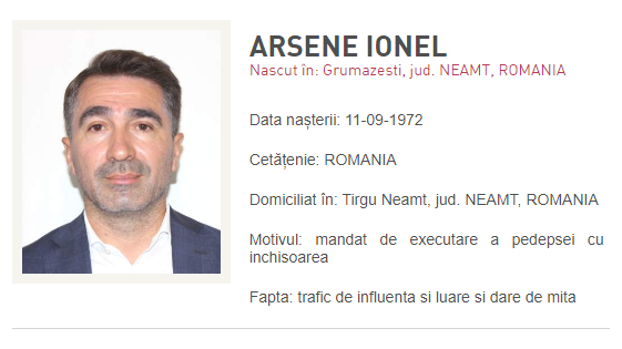 Ionel Arsene, pe lista „Most Wanted” a Poliţiei Române. El nu a fost găsit de poliţişti
