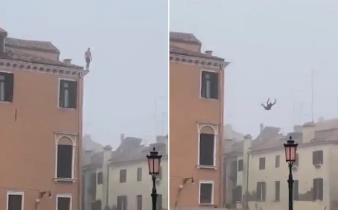 Autoritățile italiene caută „un idiot” care s-a aruncat de pe o clădire cu trei etaje într-un canal din Veneția