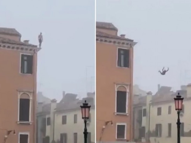 Le autorità italiane stanno cercando un ‘idiota’ che si è gettato da un edificio di tre piani in un canale a Venezia