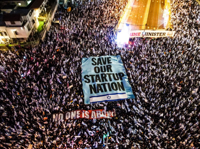 Week 12 of protests against gov't judicial overhaul plan in Israel