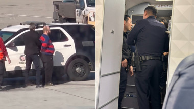 Un bărbat arestat după ce a folosit ieșirea de urgență a unui avion care se pregătea de decolare